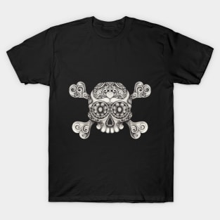 Cute skull and crossbones day of the dead. T-Shirt